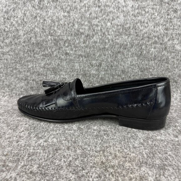 ✅ Mens 10.5 Giorgio Brutini Le Glove Loafers Black Leather Tassel Fringe Slip-On